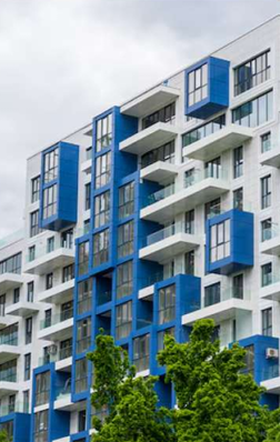 A modern apartment building.